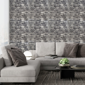 3D tapéta kő fekete és szürke - 3mm