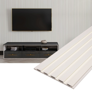 Fehér színben lévő dekoratív PVC panel, mérete 15x1x266 cm