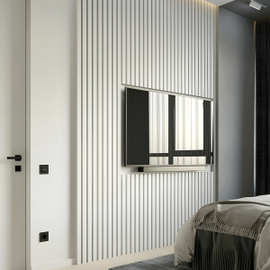 A fehér színben lévő dekoratív PVC panel, mérete 270x1.8x16cm