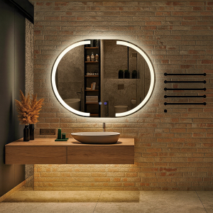 Fürdőszoba tükör LED világítással és páramentesítő funkcióval Lazur