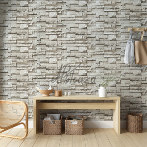 Dombornyomott kőutánzatú tapéta bézs színben