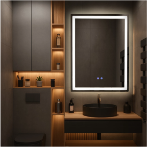 Fürdőszoba tükör LED világítással és páramentesítő funkcióval Kristalo