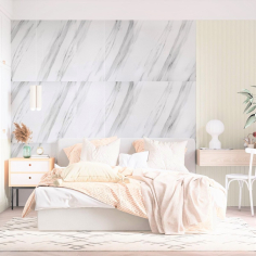 3D márvány fehér panel 