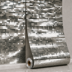 Öntapadós falpanel Mini Kockák – Ezüst 280x60x0.25 cm