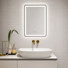 Fürdőszobai tükör Bianca LED világítással és páramentesítő funkcióval – ezüst keret, 60x80 cm