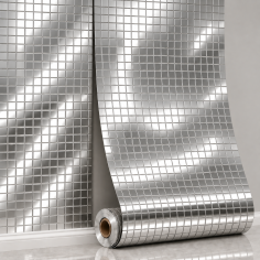 Öntapadós falpanel Mini Kockák – Ezüst 280x60x0.25 cm