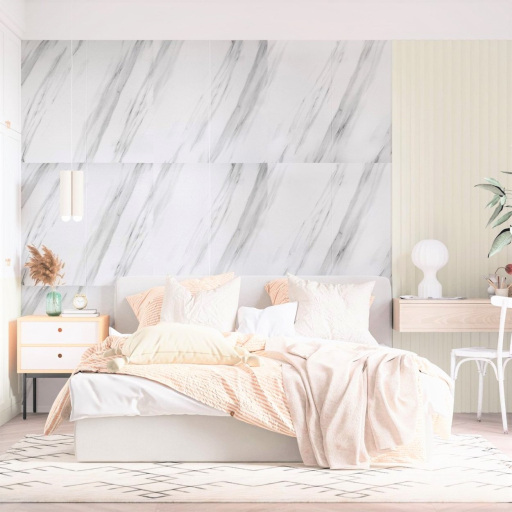 3D márvány fehér panel 