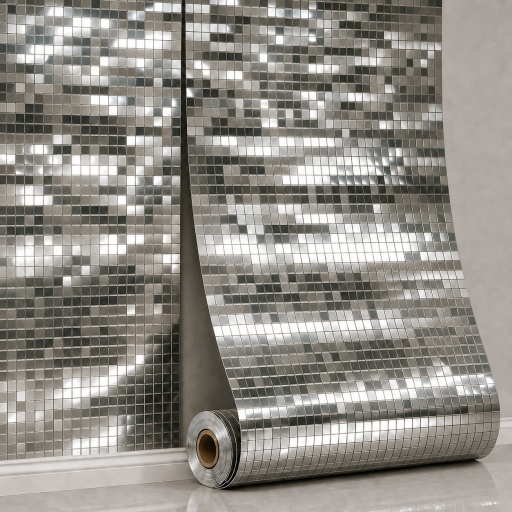 Öntapadós falpanel Mini Kockák – Ezüst 280x60x0.25 cm